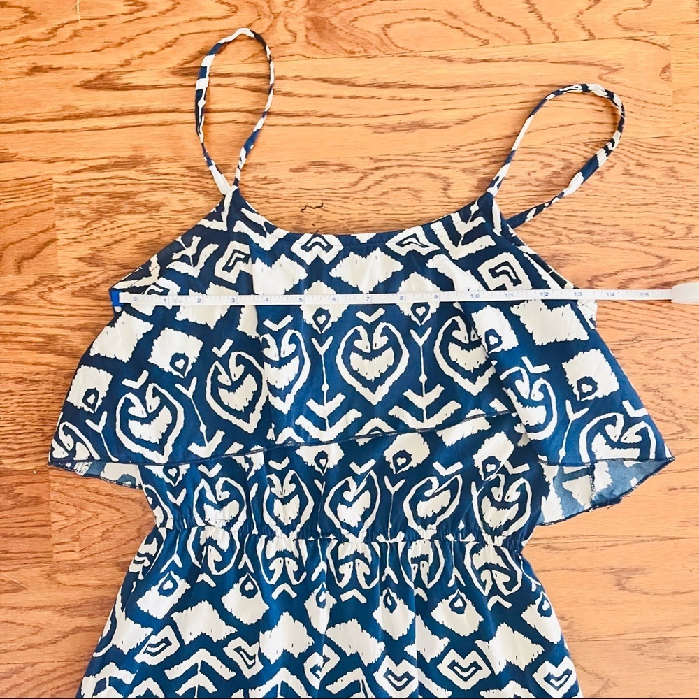 Indulge blue and white geometric print sleeveless maxi dress size Small - Picture 7 of 13